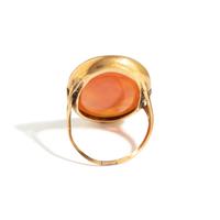 A Neoclassical Gold and Carnelian Finger Ring with a Muse Playing a Harp
