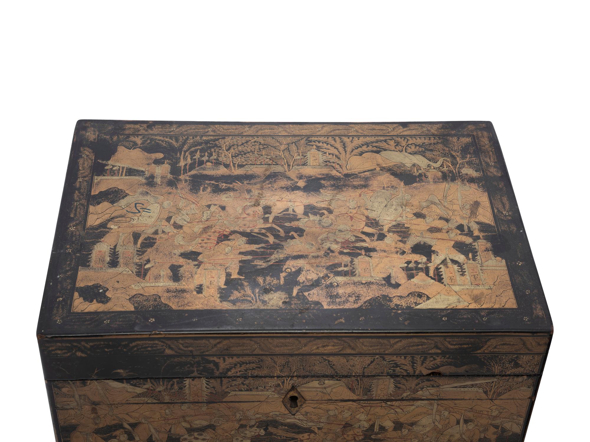 A Lacquer Tea Caddy and a Rosewood Toiletry Box