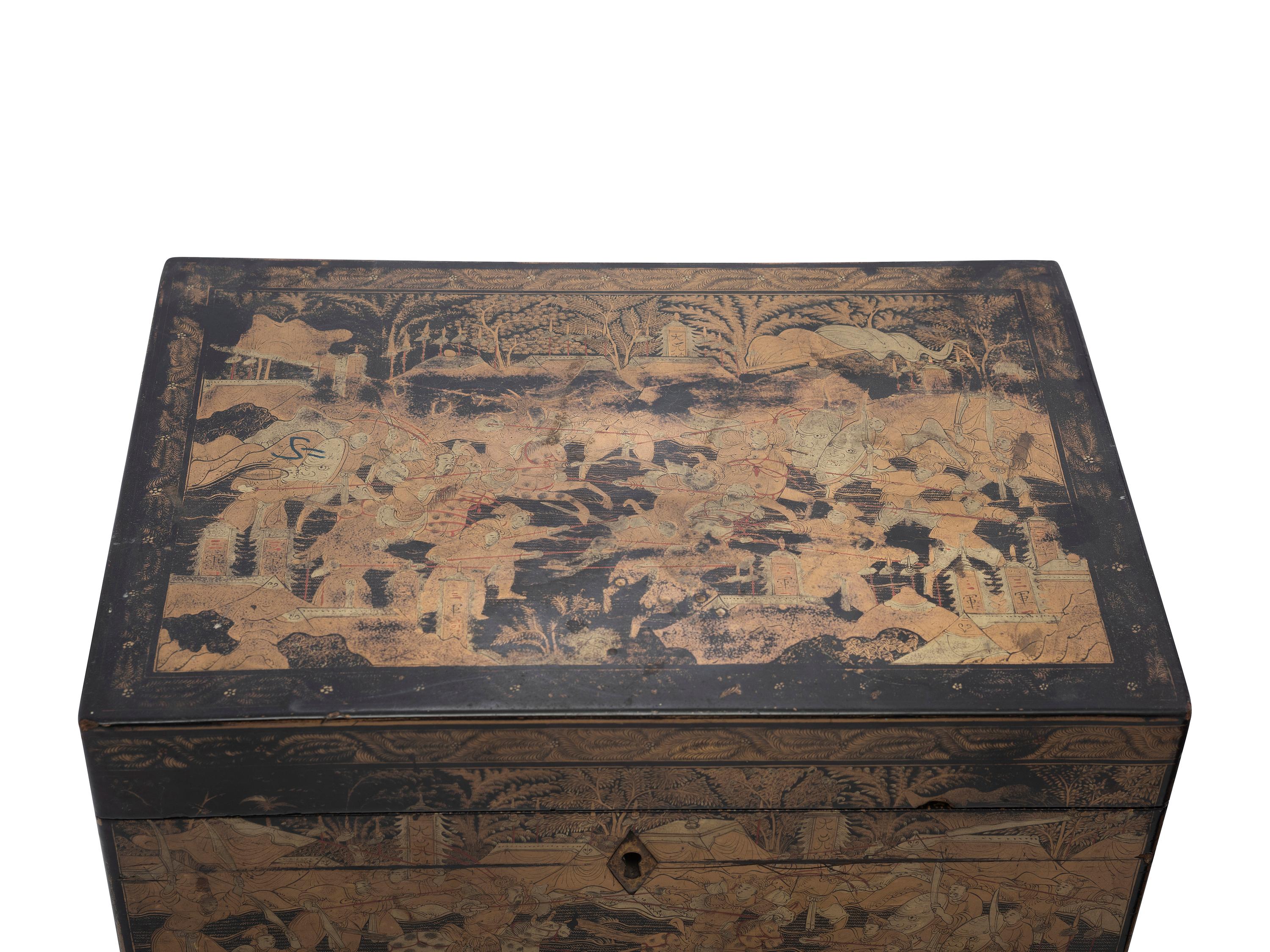 A Lacquer Tea Caddy and a Rosewood Toiletry Box