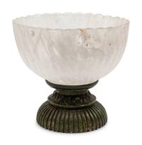 A Large Rock Crystal Center Bowl on a Painted Wood Base