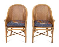 Six McGuire Rattan, Canework and Rawhide Dining Chairs — 20TH CENTURY
