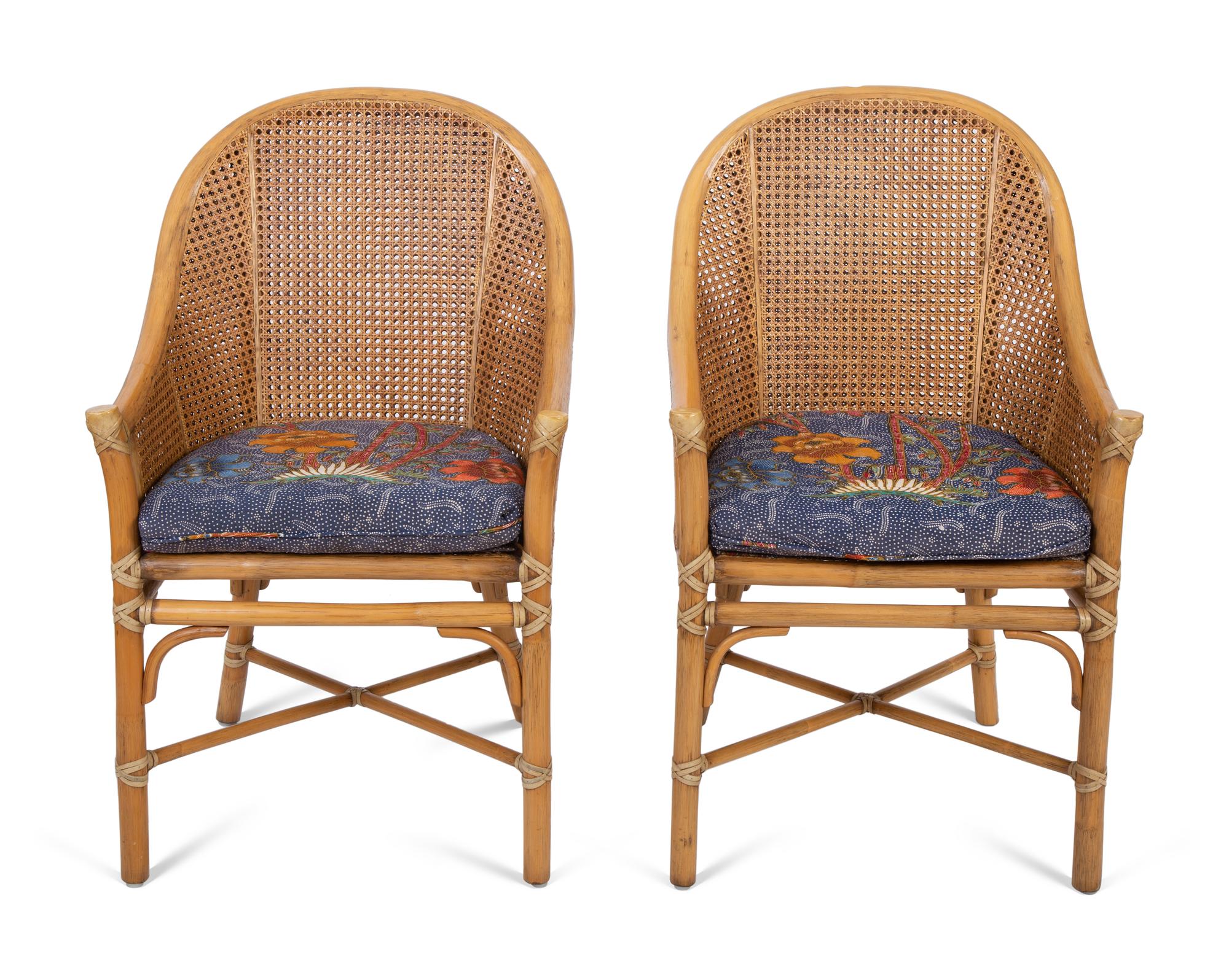 Six McGuire Rattan, Canework and Rawhide Dining Chairs — 20TH CENTURY