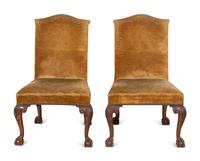 A Pair of George II Style Carved Walnut Side Chairs