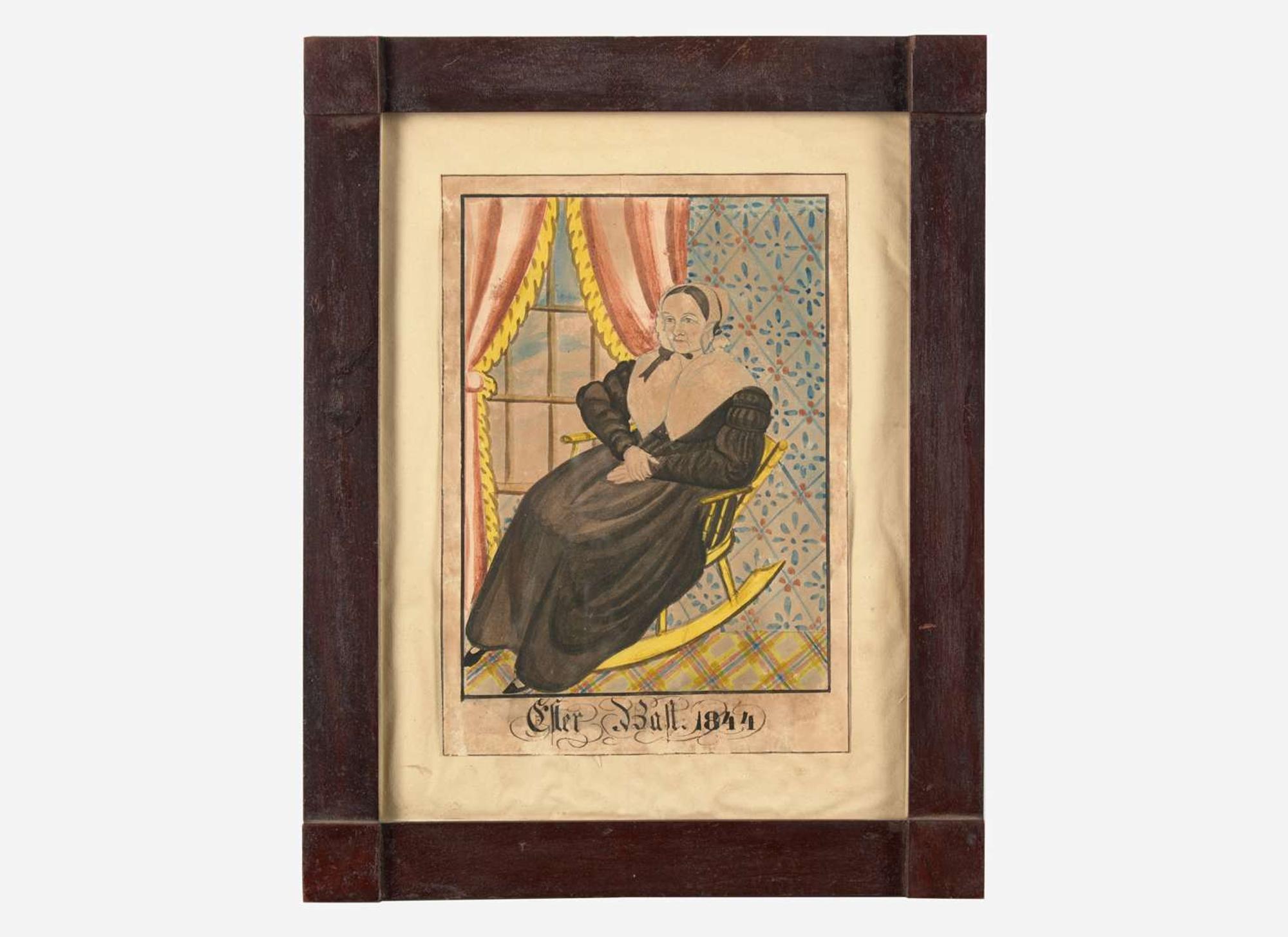 Attributed to The Reading Artist, and Edward Richards, Two Works: Small Portrait of Esther Bast and Small Portrait of a Lady, dated "1844" and circa 1840, respectively