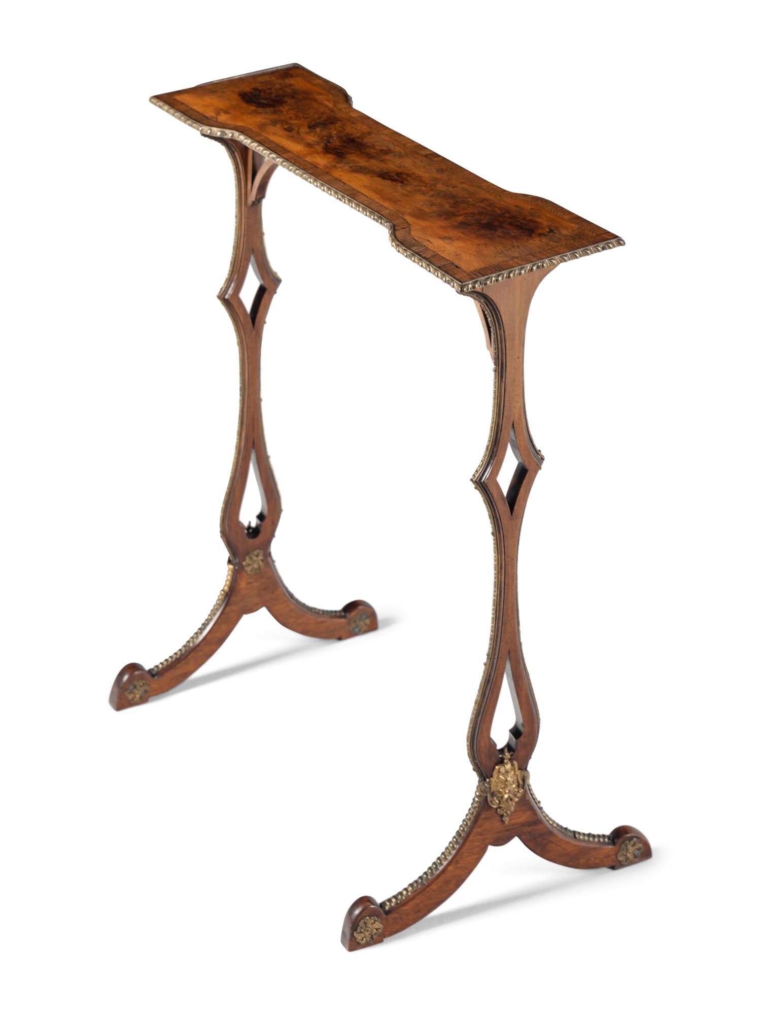 A George III Brass-Mounted Mahogany and Yew Wood Occasional Table