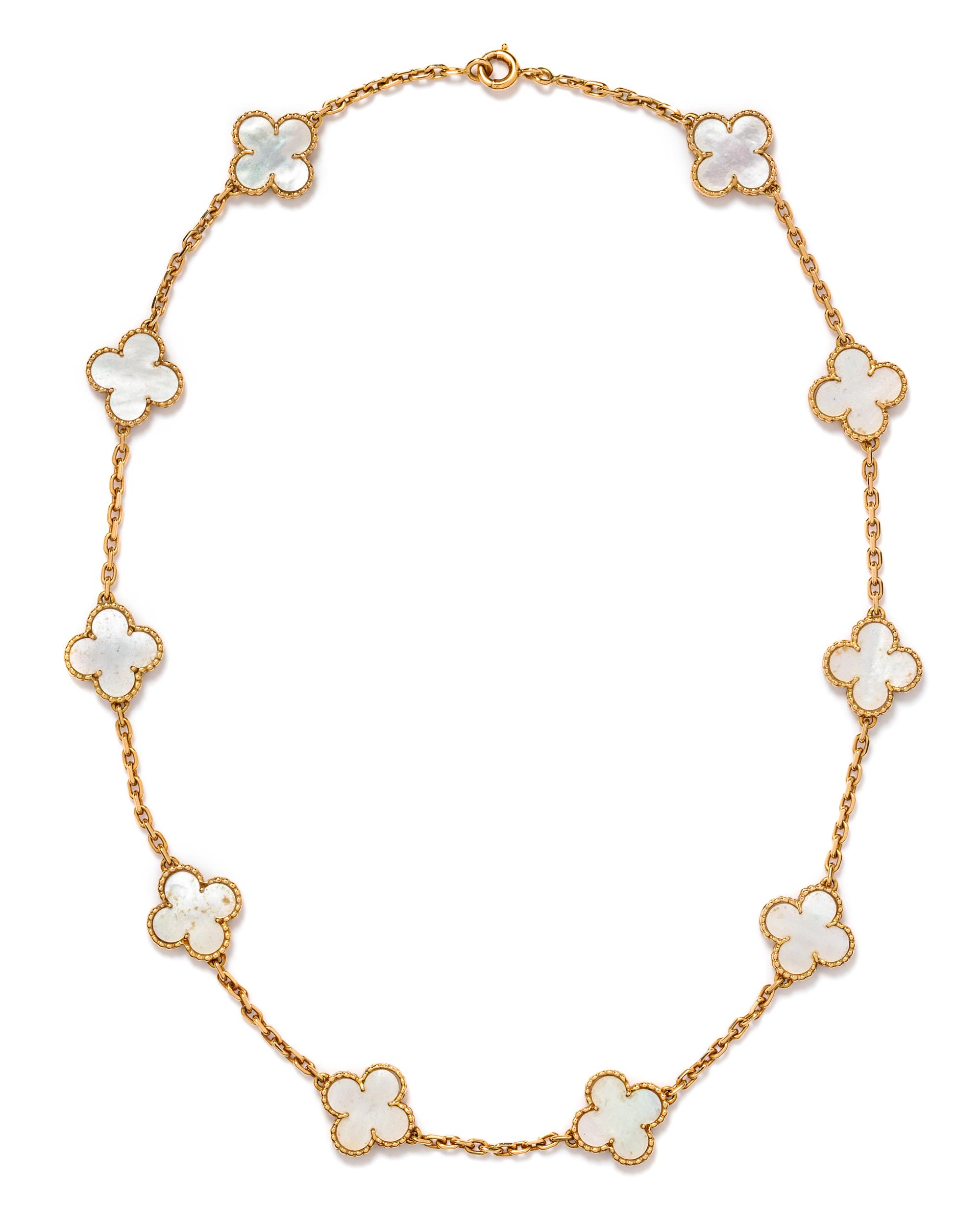 An 18 Karat Yellow Gold and Mother-of-Pearl 'Alhambra' Necklace, Van Cleef & Arpels, 15.10 dwts.