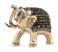 An East Indian Silver Plated and Jeweled Figure of an Elephant