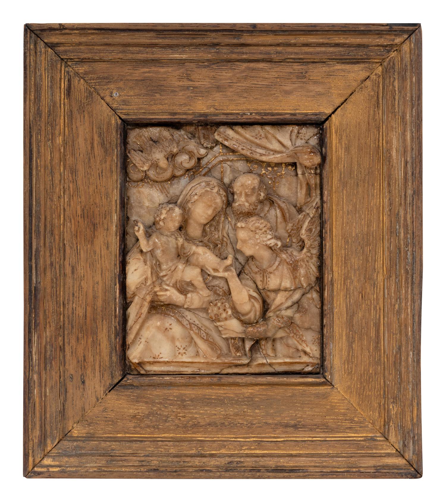 Two South Netherlandish Gilt Decorated Carved Alabaster Relief Plaques