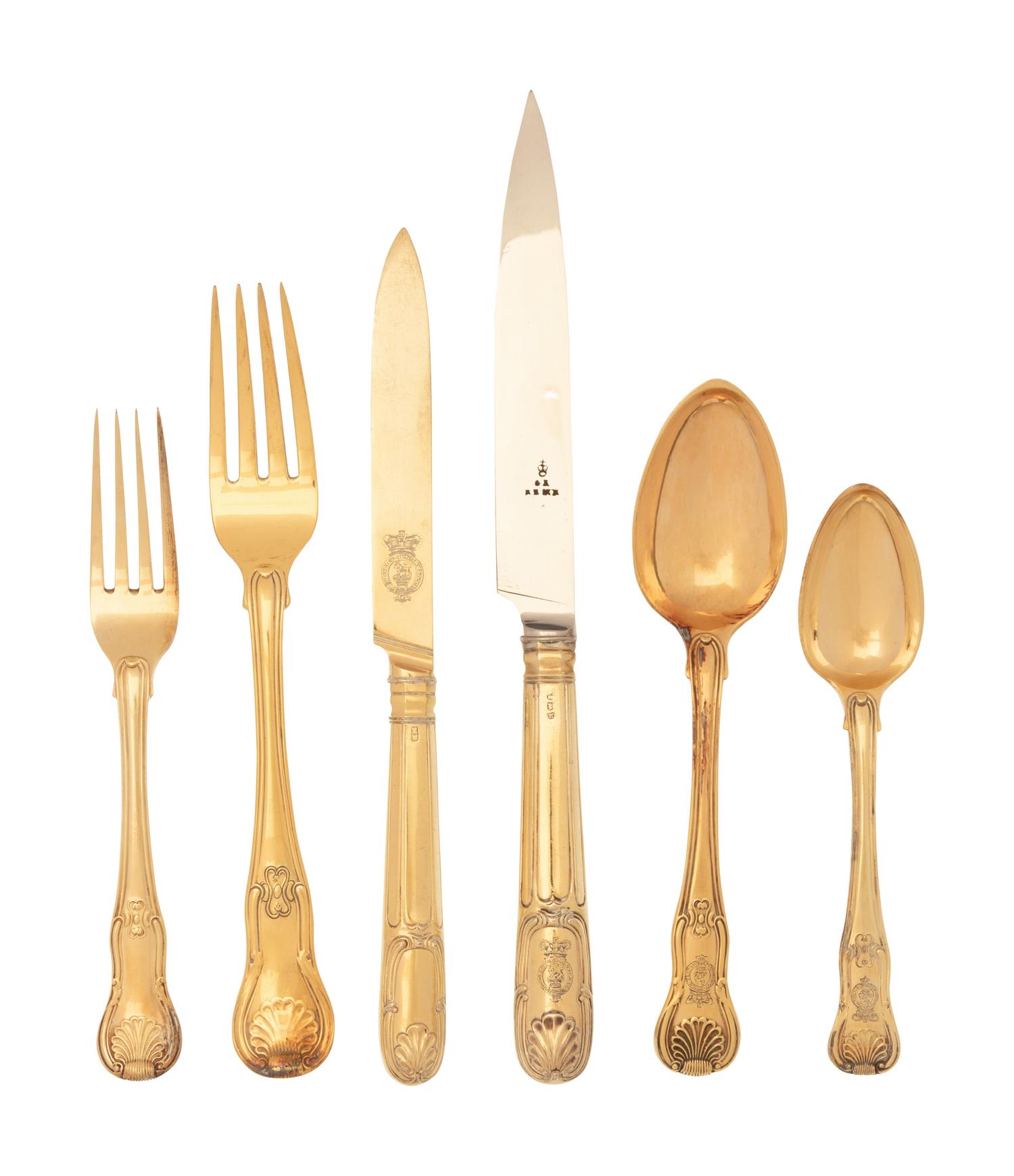 A George III Silver-Gilt Flatware Service