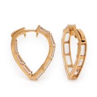 Goshwara, 'Gossip Collection' 'Heart', Yellow Gold and Rock Crystal Quartz Hoop Earrings