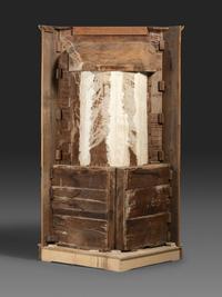 A Chippendale Green Painted and Shell-Carved Pine Corner Cupboard