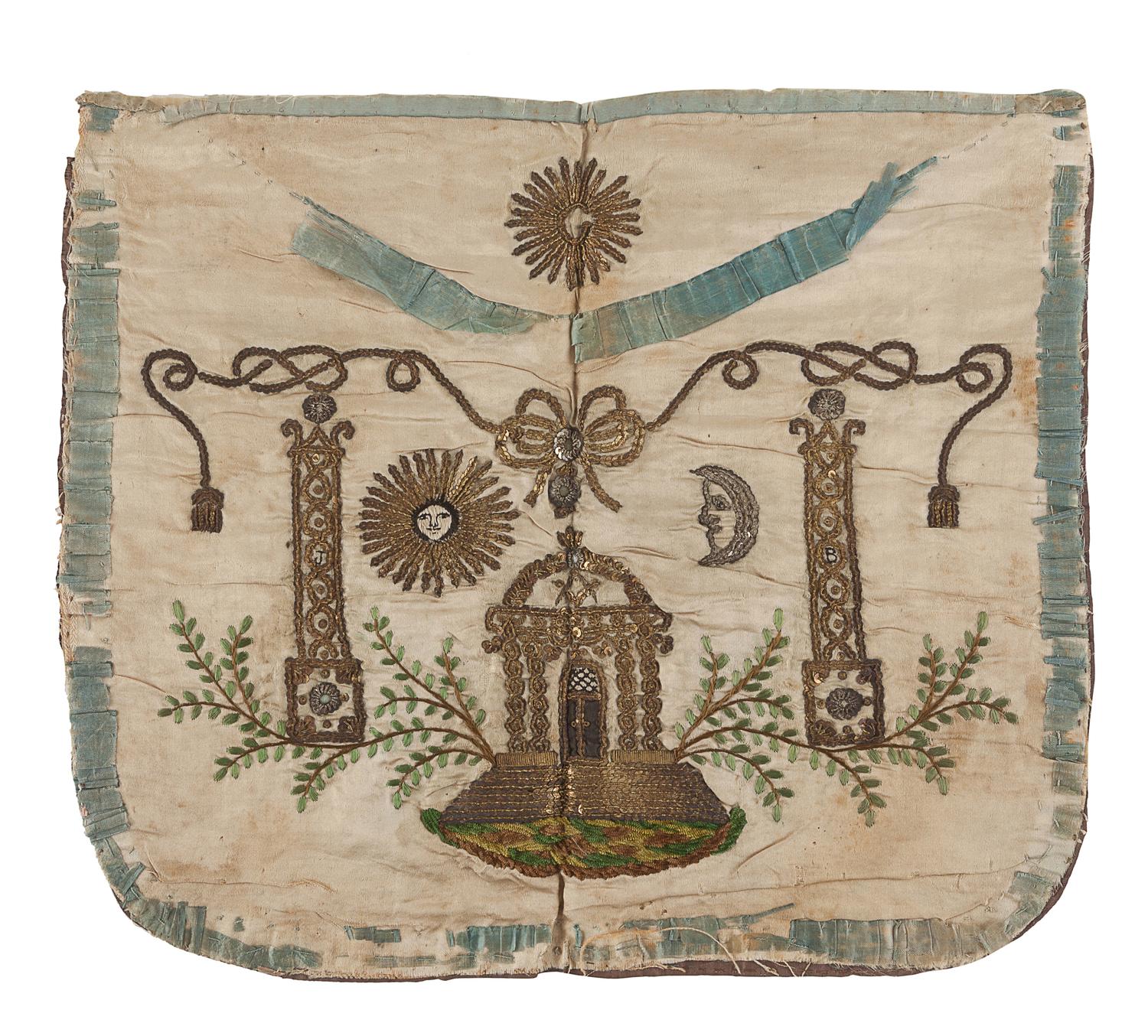 An English Beaded and Embroidered Silk Apron