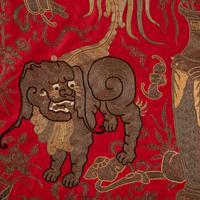A Chinese Red Ground Embroidered Silk 'Immortals' Panel, Late 19th-Early 20th Century — 清晚期 紅地綉八仙圖