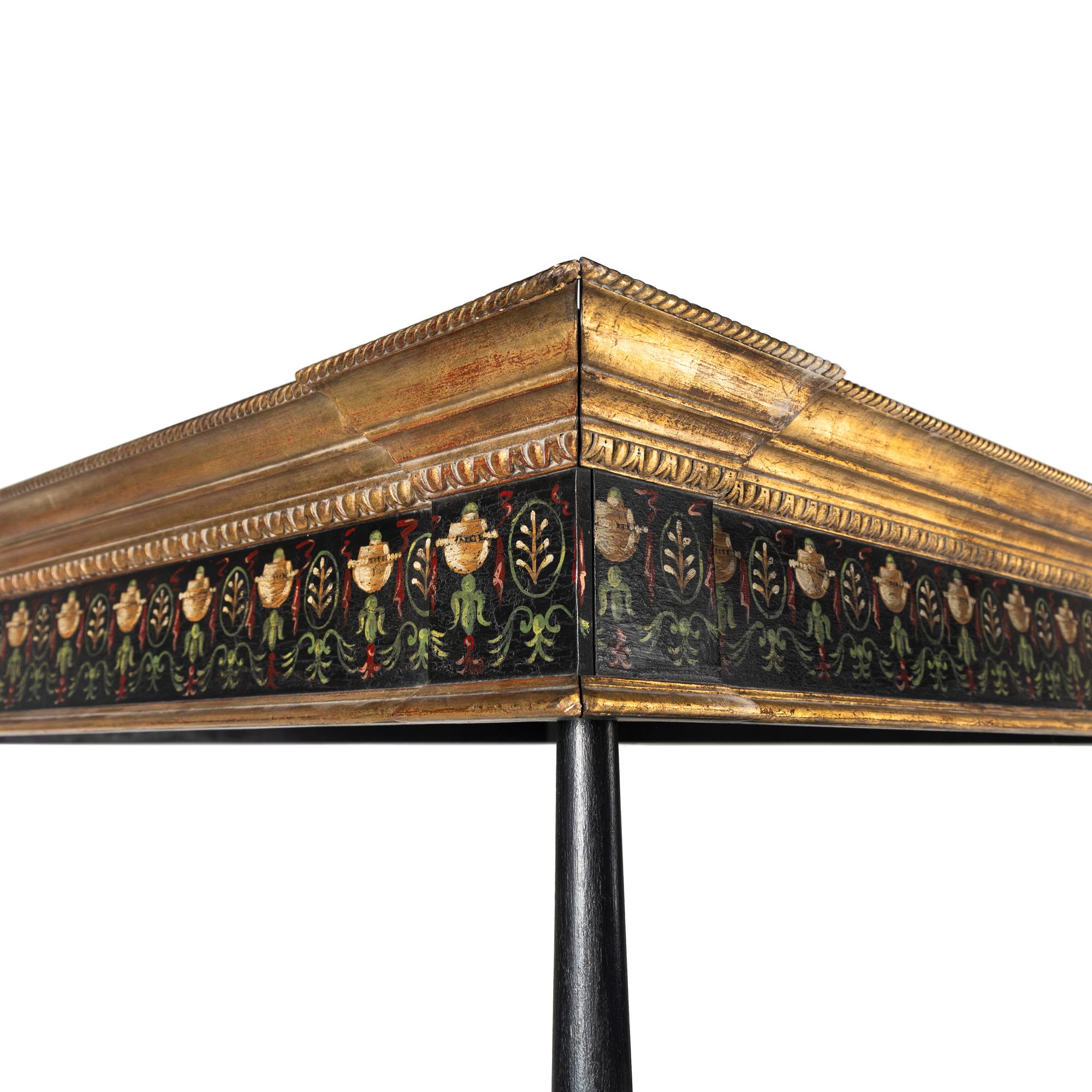 A George III Style Painted and Parcel Gilt Tester Bed