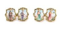 A Pair of Art Nouveau 18 Karat Yellow Gold and Portrait Miniature Cufflinks, Tiffany & Co., 11.00 dwts.