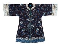 Two Black Ground Embroidered Silk Lady's Robes