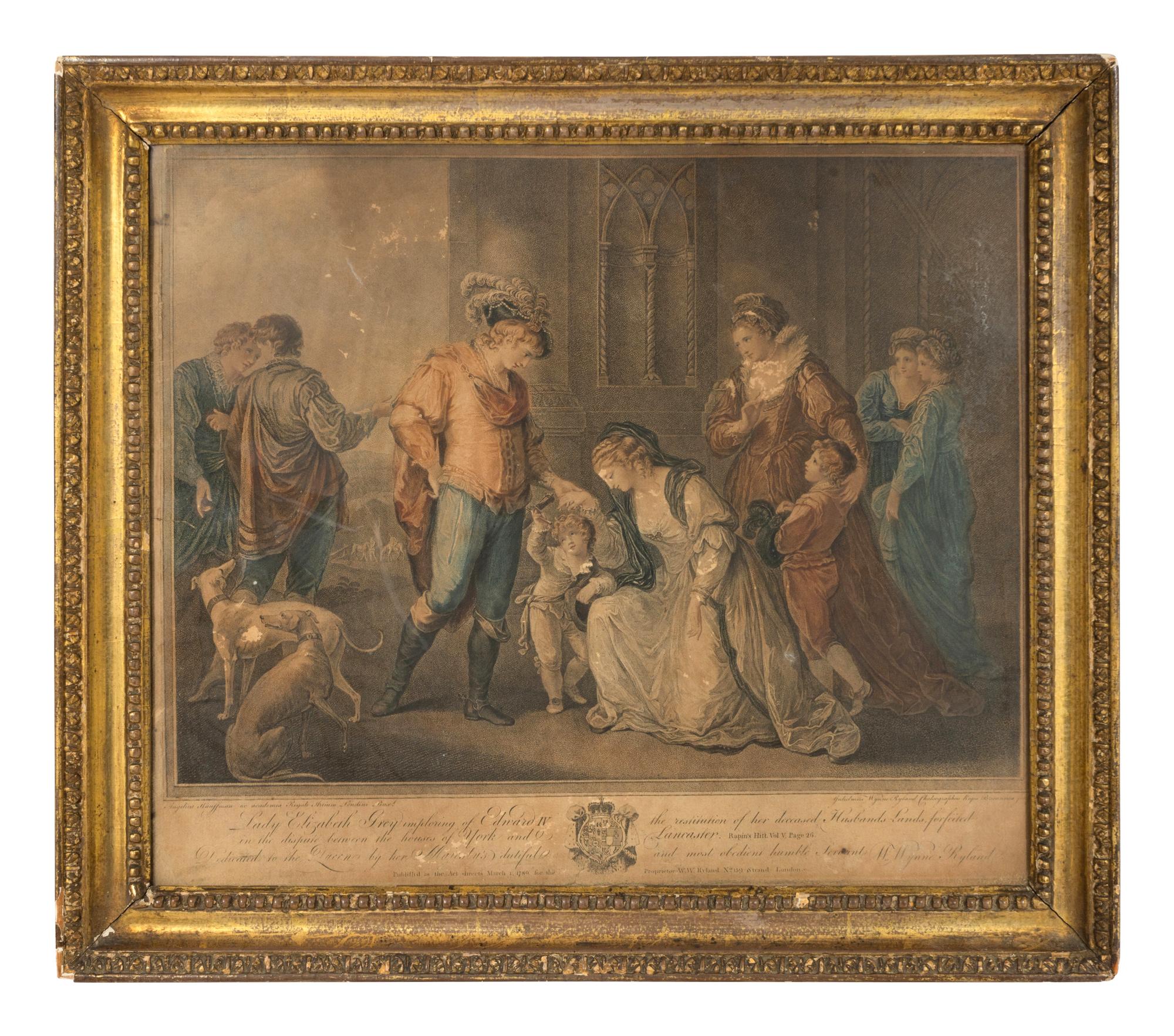 A Pair of French Colored Engravings in Giltwood Frames