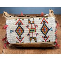 Sioux Child's Beaded Buffalo Hide Possible Bags, Matched Pair