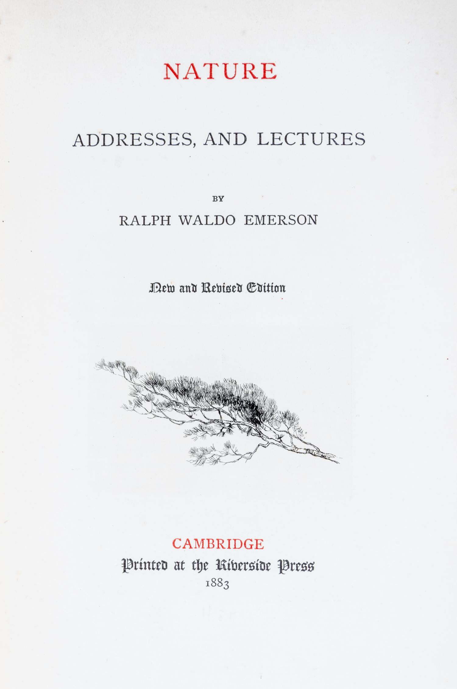 EMERSON, RALPH WALDO. Complete Works. Cambridge, 1883. 11 vols. Bound by Hatchards of Piccadilly.
