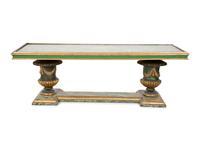 An Italian Faux Marble and Giltwood Two-Pedestal Coffee Table — 20TH CENTURY