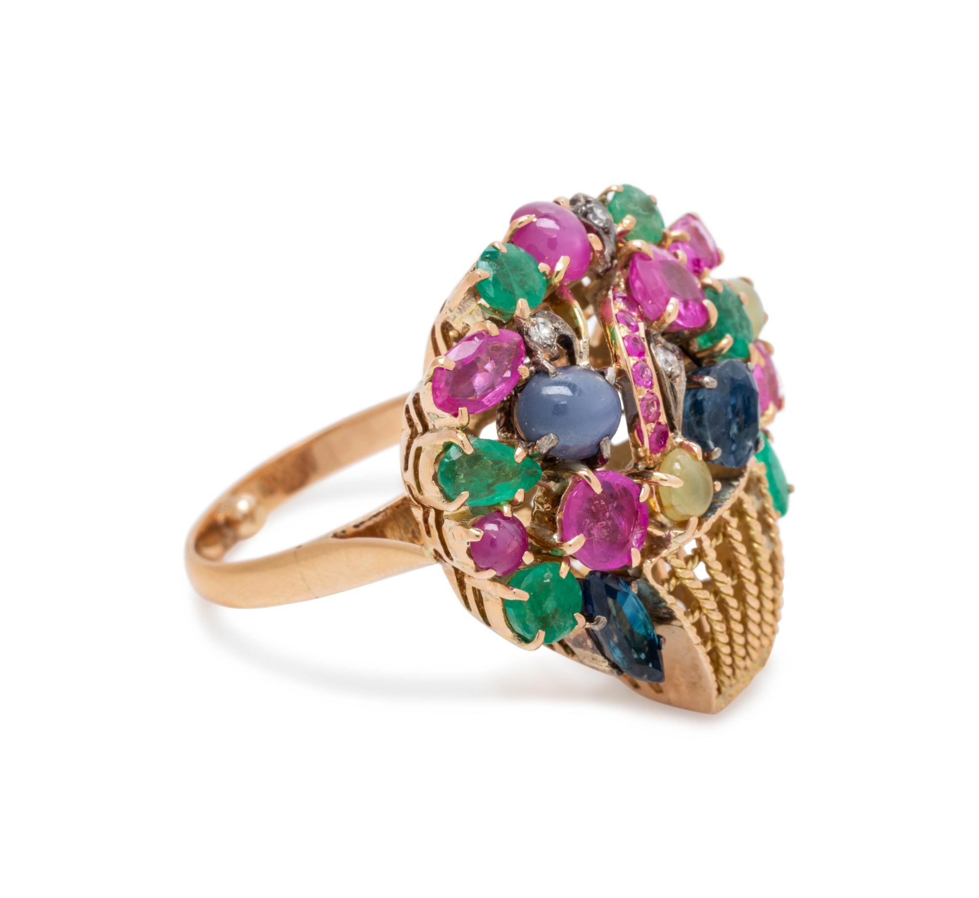 MULTIGEM FLOWER BASKET RING