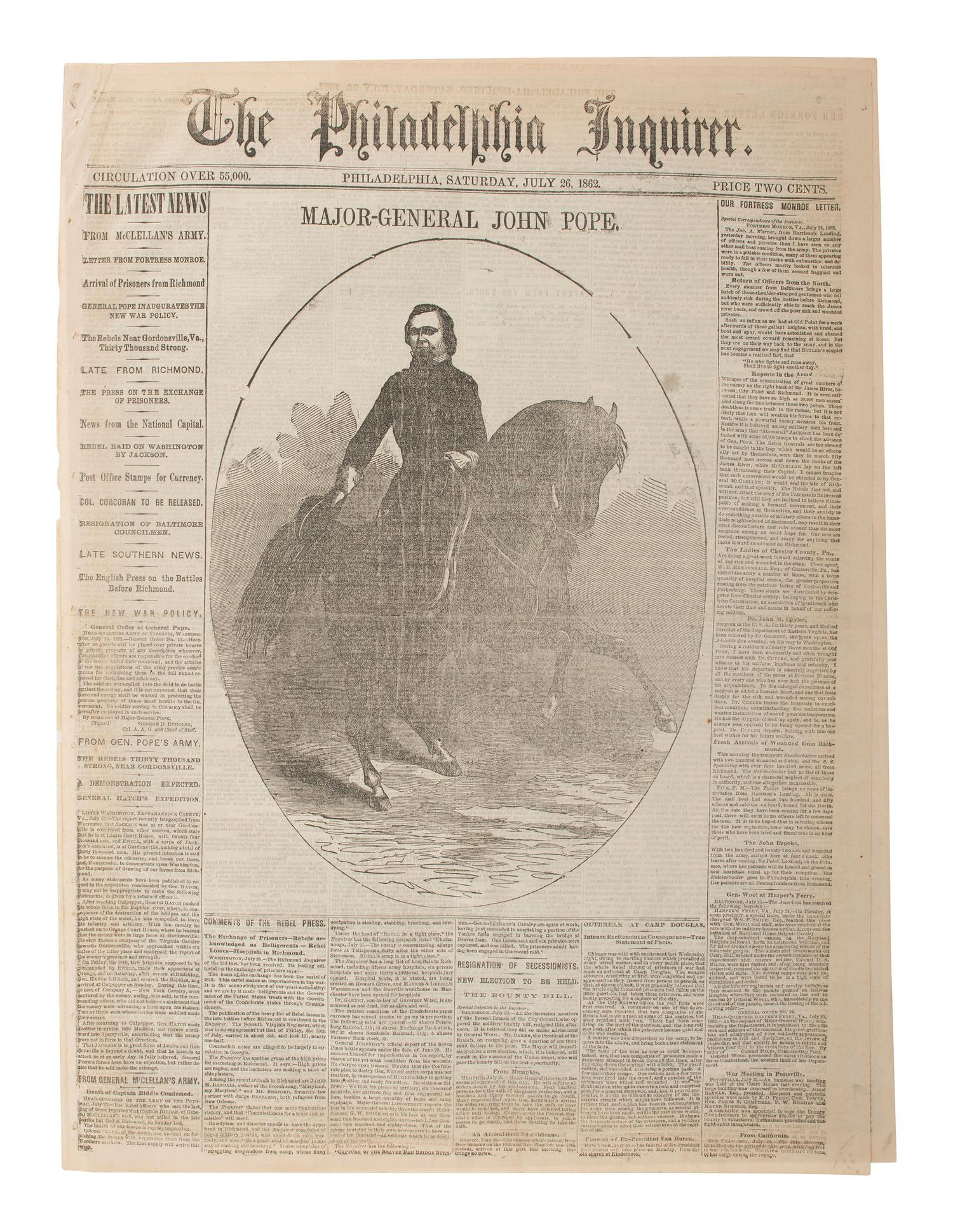 [CIVIL WAR]. Collection of illustrated war-date newspapers, maps, prints, and correspondence.