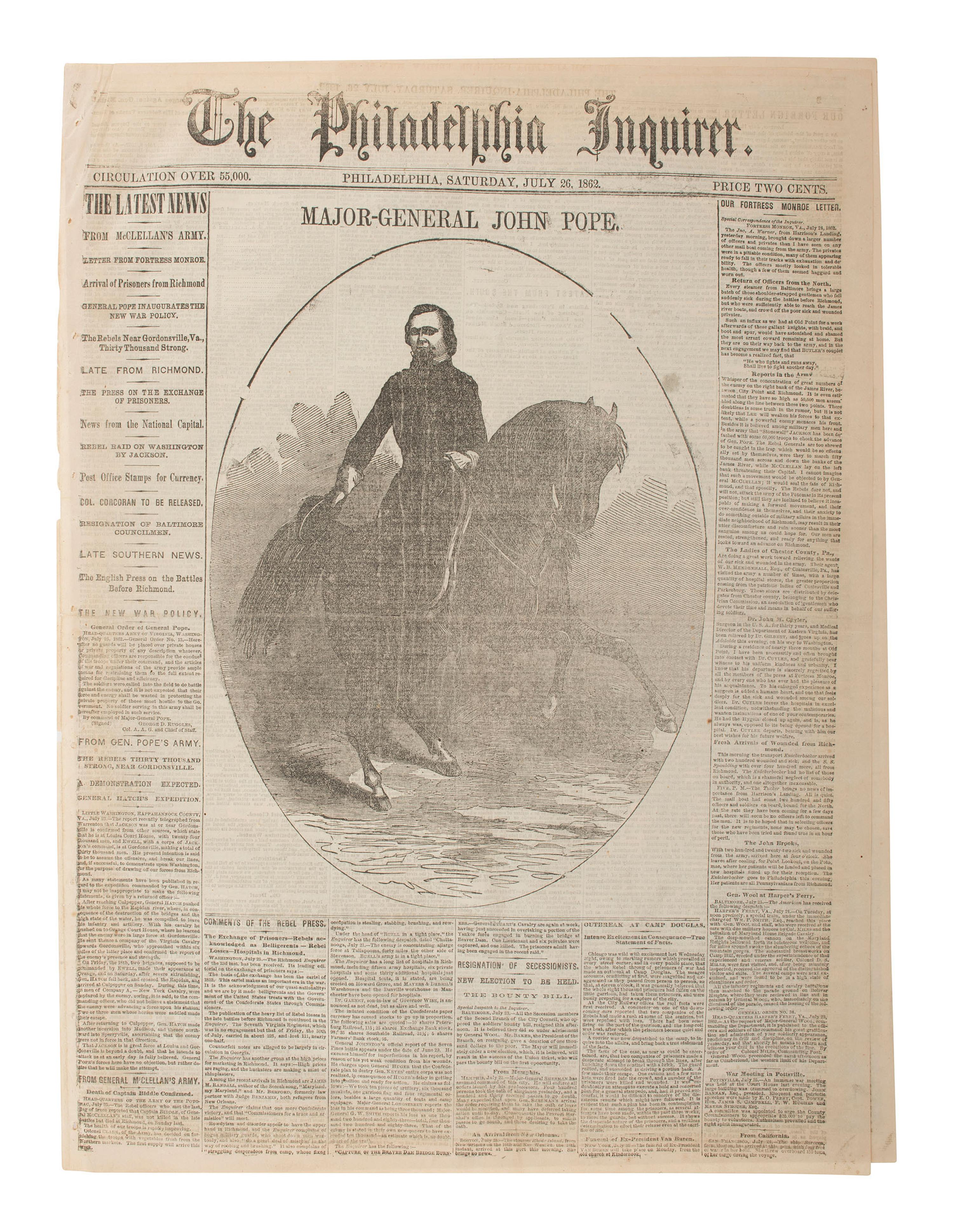 [CIVIL WAR]. Collection of illustrated war-date newspapers, maps, prints, and correspondence.