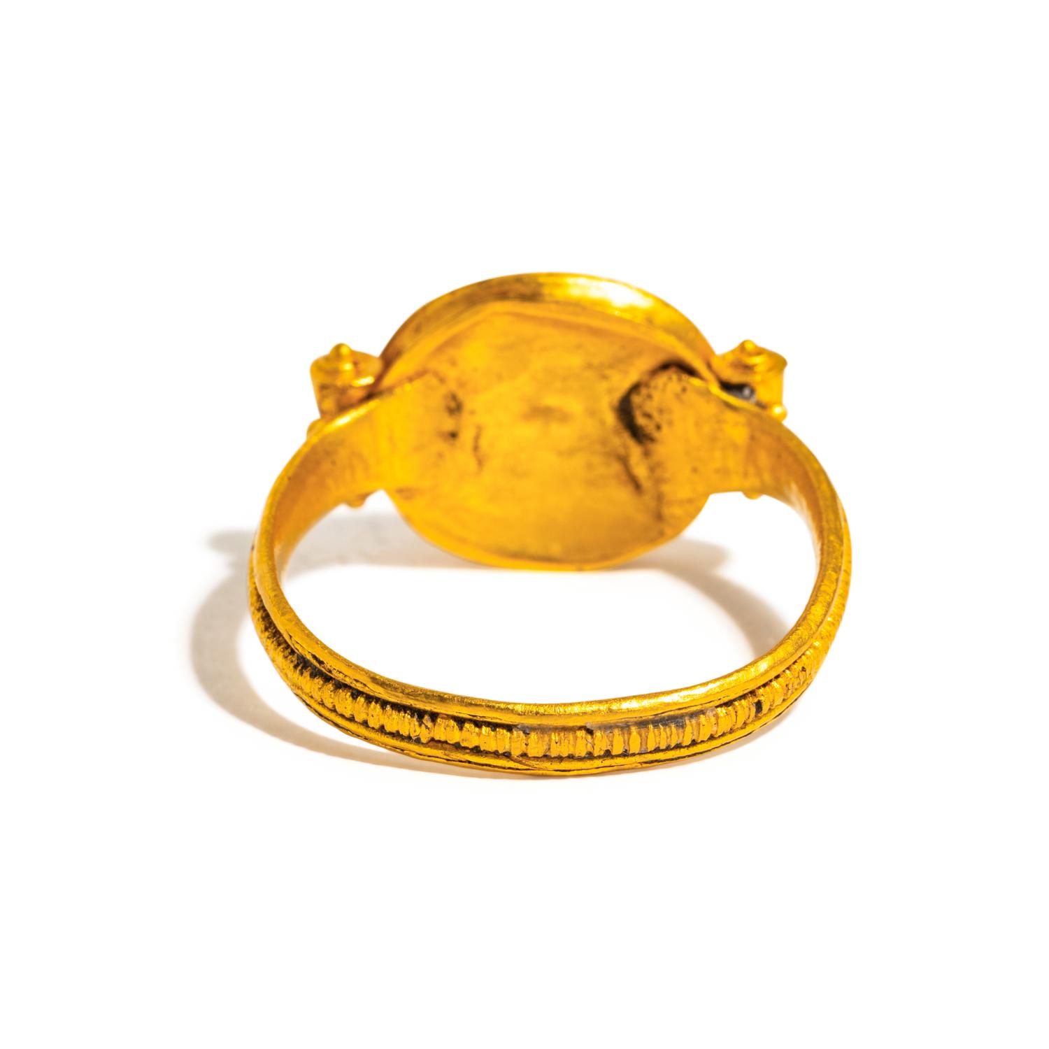 A Late Roman Gold and Stone Finger Ring with the Goddess Fortuna