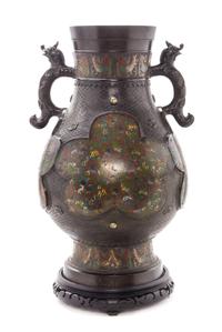A Japanese Champleve Bronze Vase Height 23 1/2 inches. — LATE EDO PERIOD, CIRCA 1800