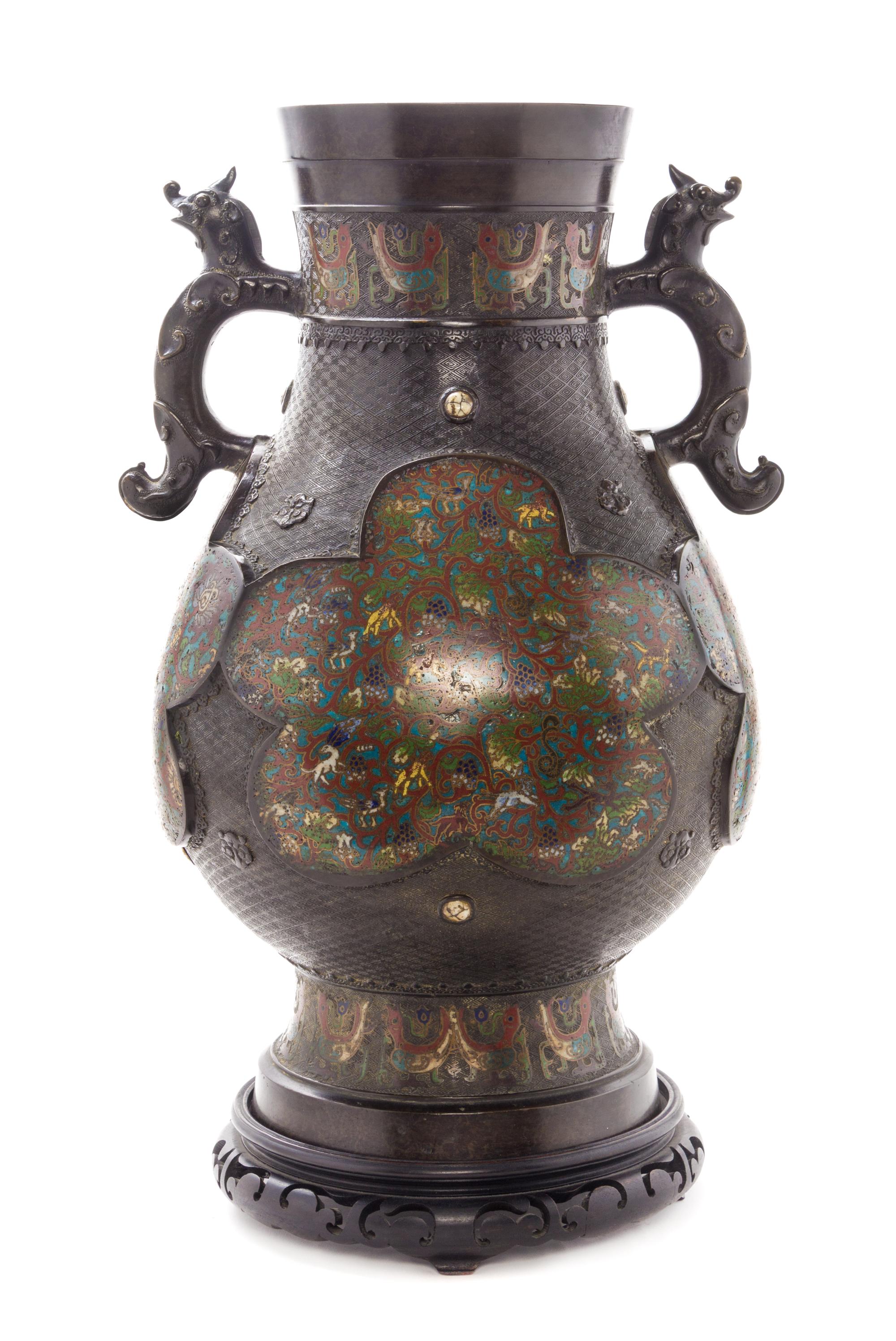 A Japanese Champleve Bronze Vase Height 23 1/2 inches. — LATE EDO PERIOD, CIRCA 1800