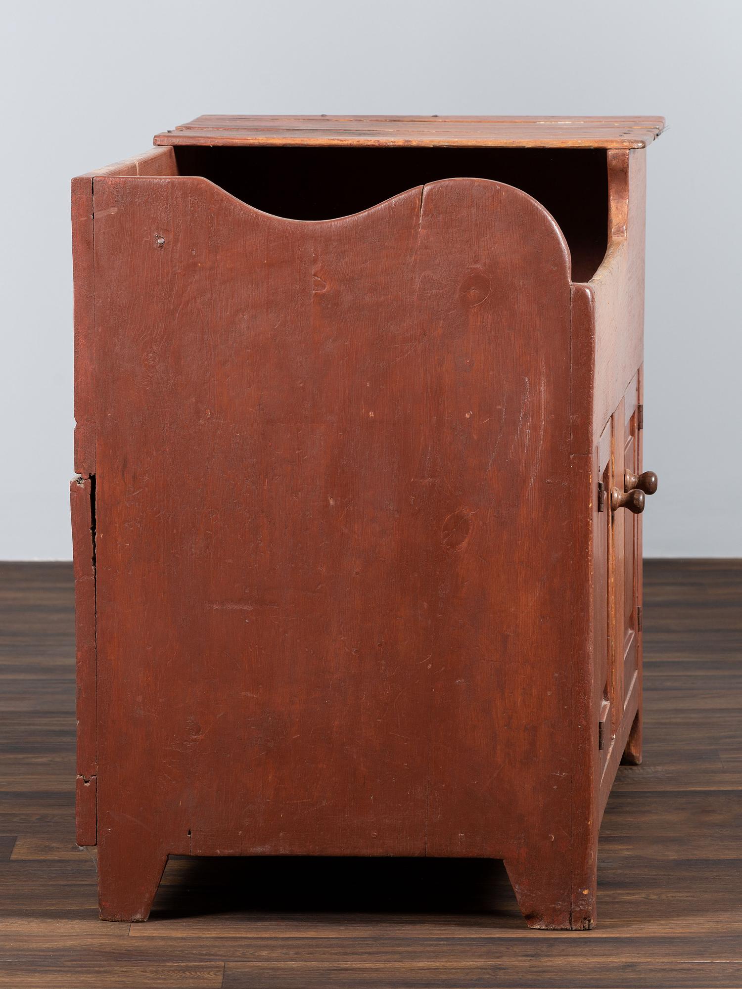 A Country Red-Stained Pine Dry Sink
