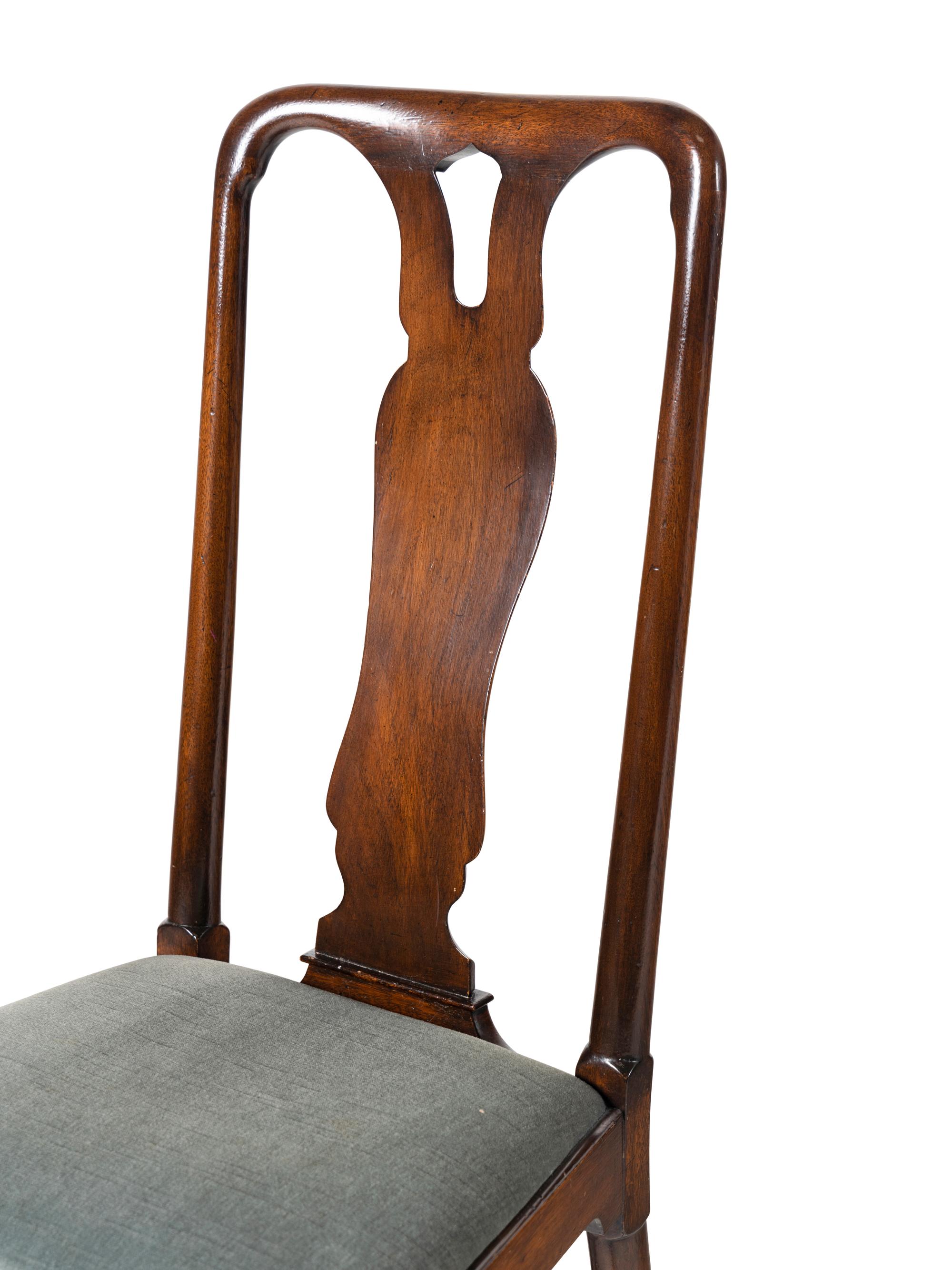 A Set of Four Queen Anne Style Mahogany Dining Chairs