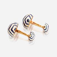 A pair of eighteen karat gold and enamel cufflinks, David Webb