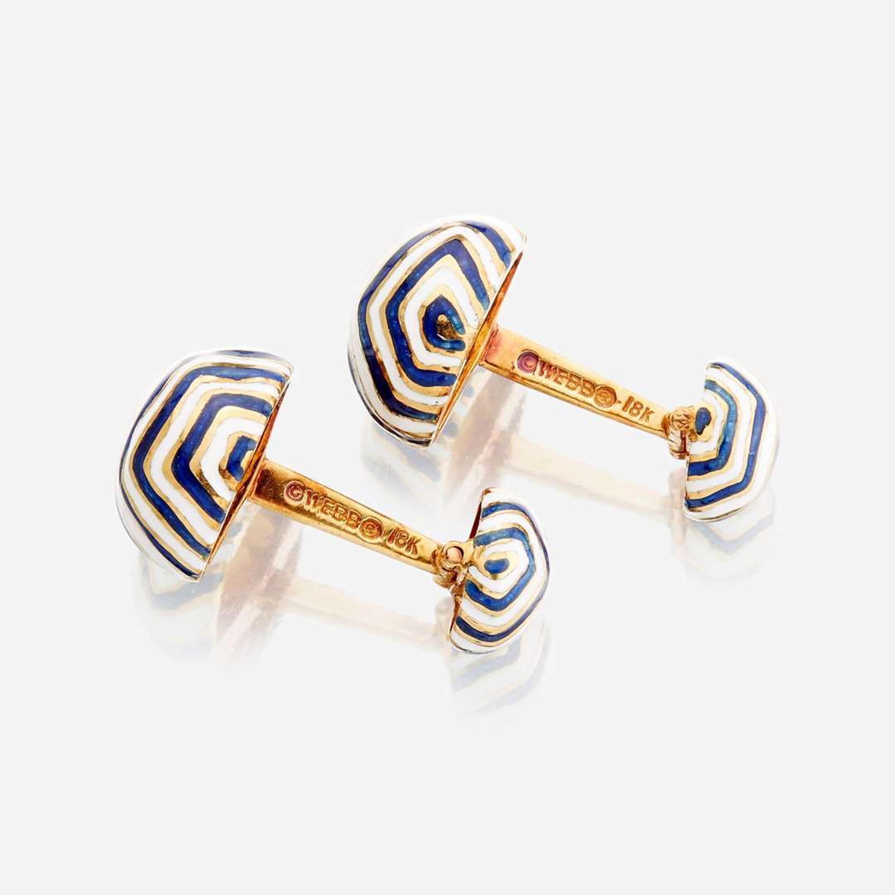 A pair of eighteen karat gold and enamel cufflinks, David Webb