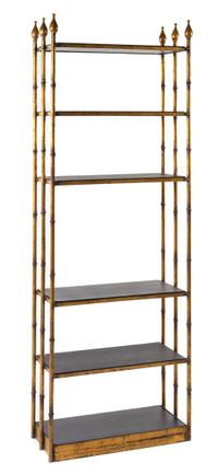 A French Gilt Iron Six-Tier Etagere Height 82 x width 30 x depth 13 1/2 inches. — 20TH CENTURY