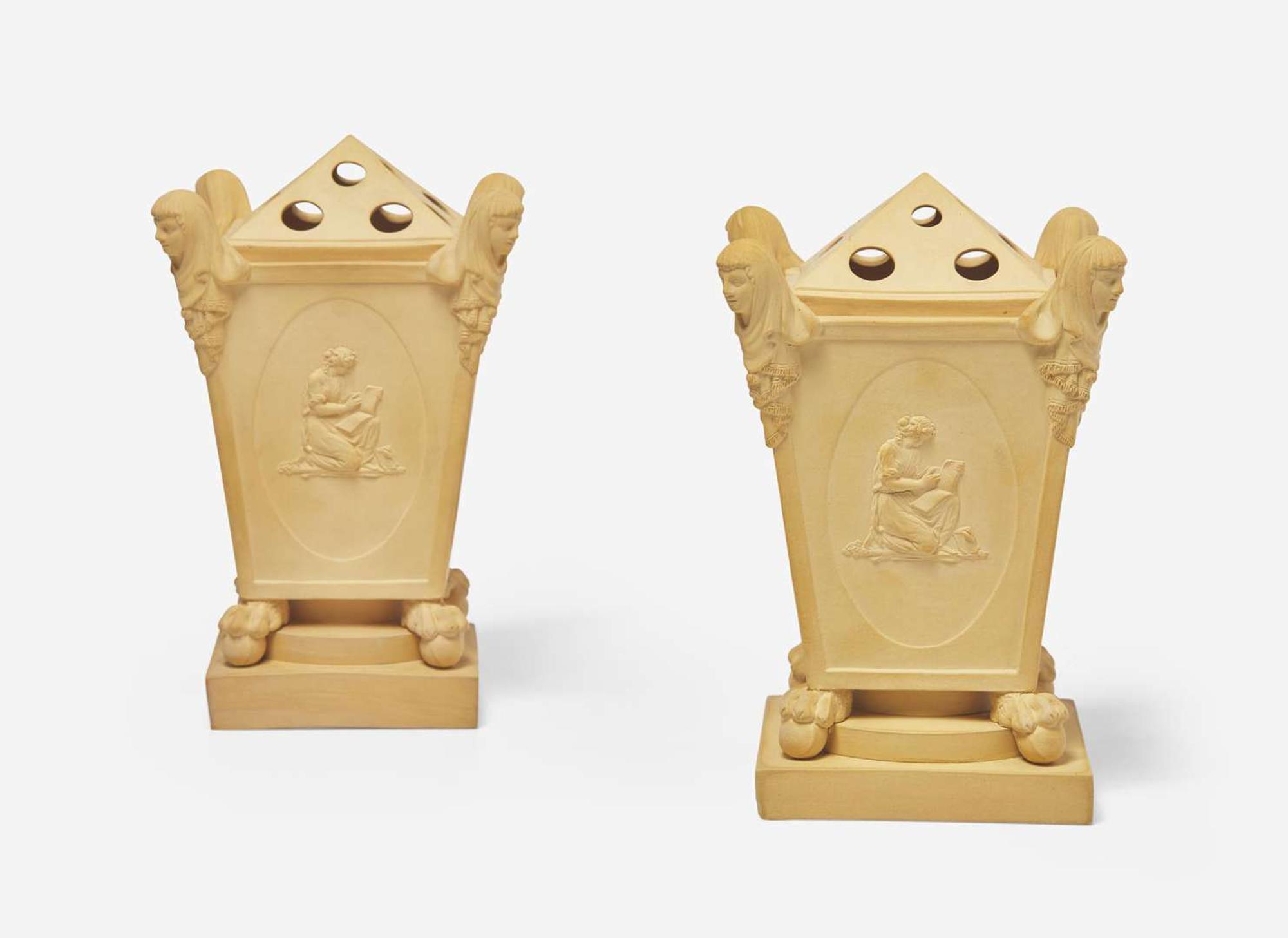 A Pair of Turner & Co. Caneware Bough Pots and Covers, UK, circa 1800