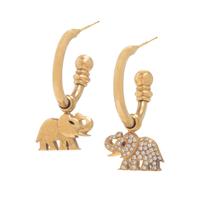 Yellow Gold and Diamond Elephant Earrings