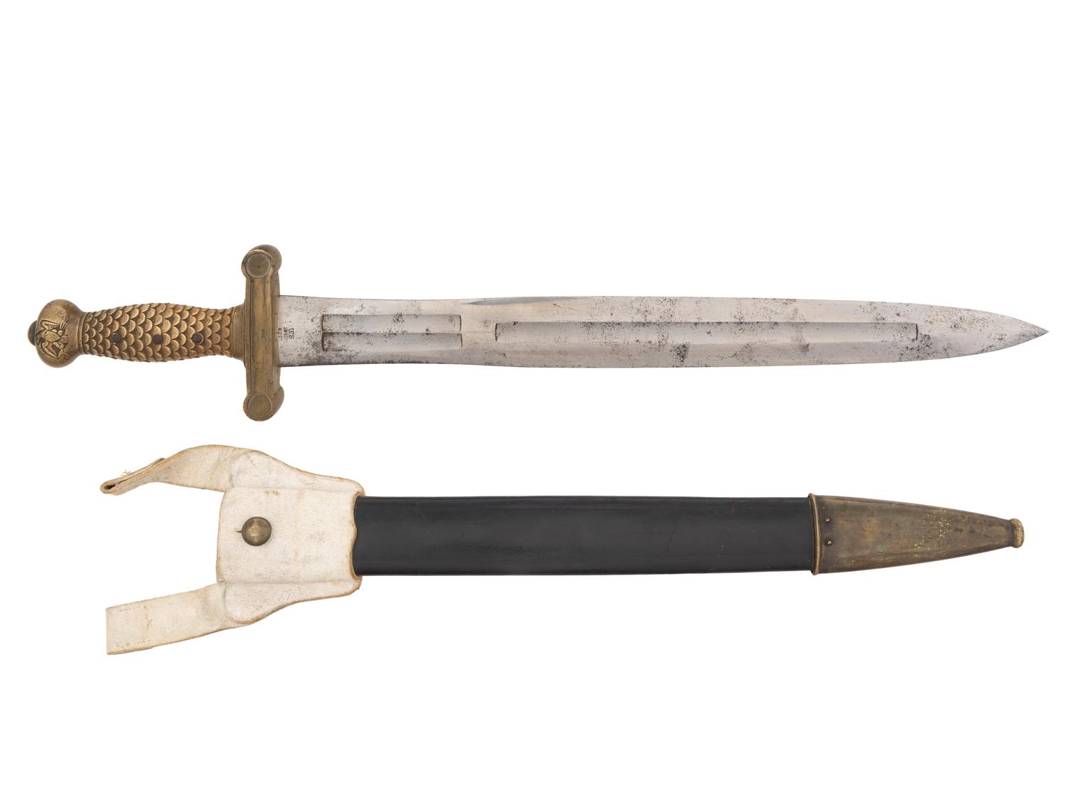 [MILITARIA]. US Model 1832 artillery sword with scabbard. Manufactured by N.P. Ames, Springfield, MA.