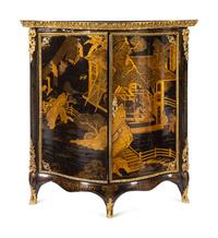 A Pair of George III Gilt Ormolu-Mounted Chinese Lacquer Corner Cabinets