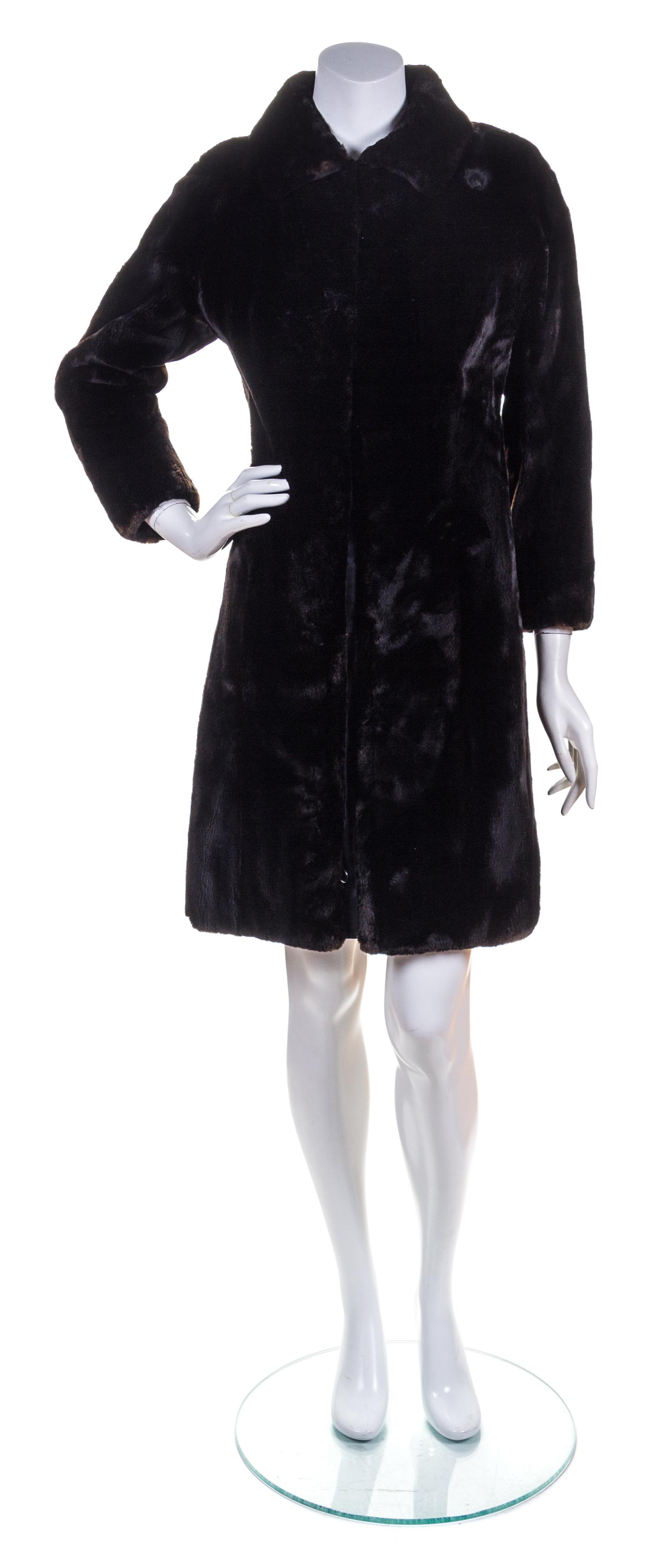 A Dark Brown Sheared Mink Coat,