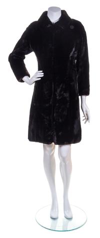 A Dark Brown Sheared Mink Coat,