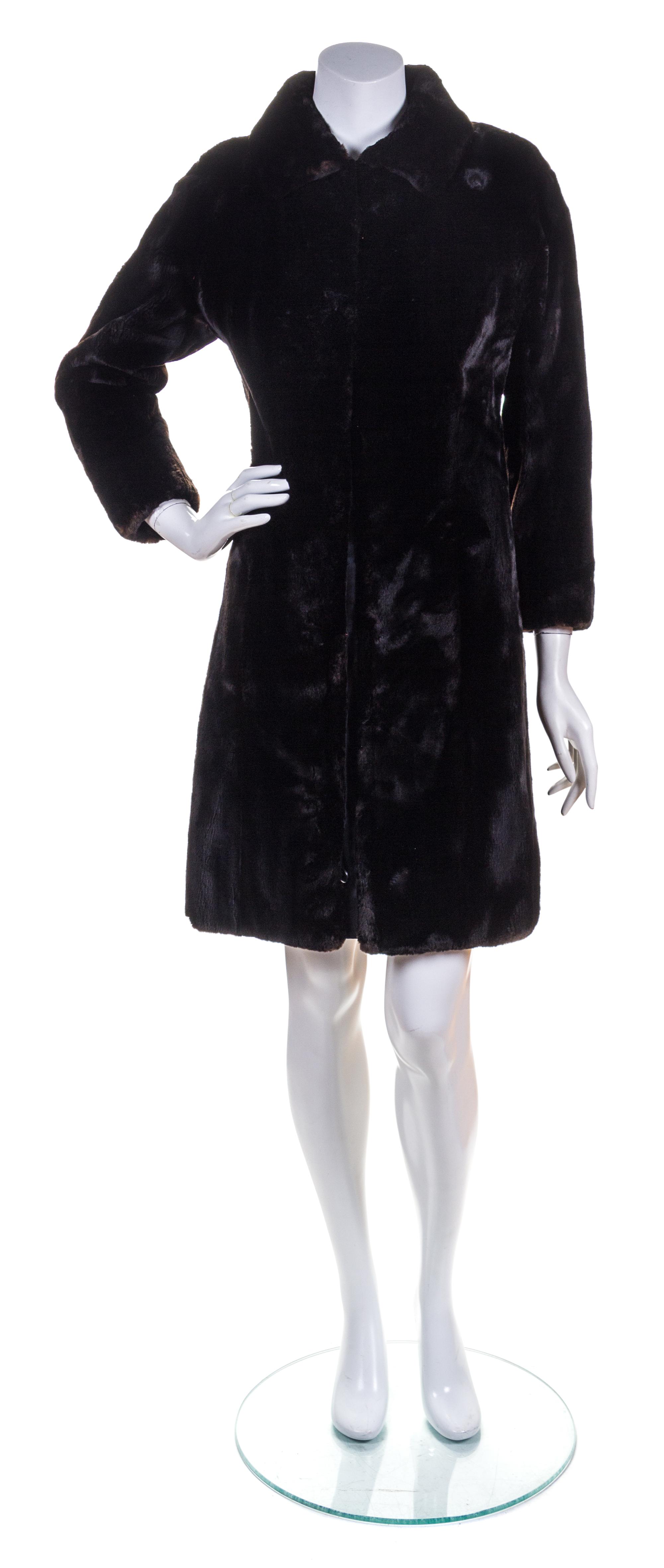 A Dark Brown Sheared Mink Coat,