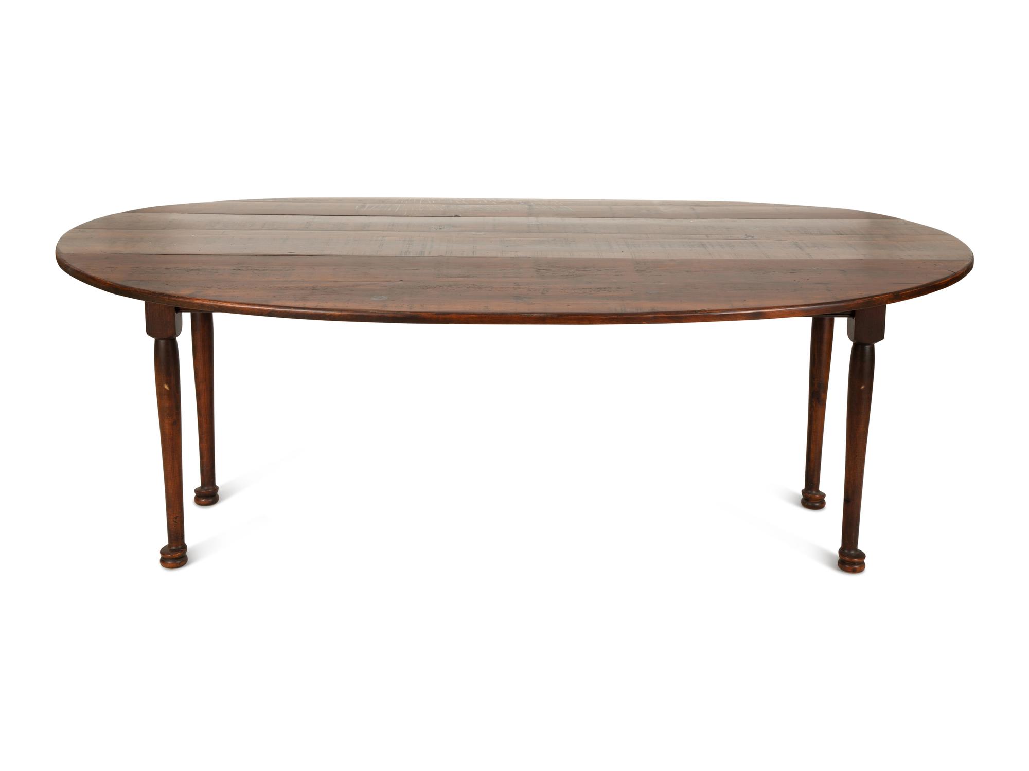 A Queen Anne Style Stained Pine Drop Leaf Gate Leg Dining Table — 20th Century