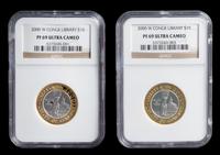 A Pair of United States Mint 2000-W Library of Congress $10 Bi-Metallic Proofs