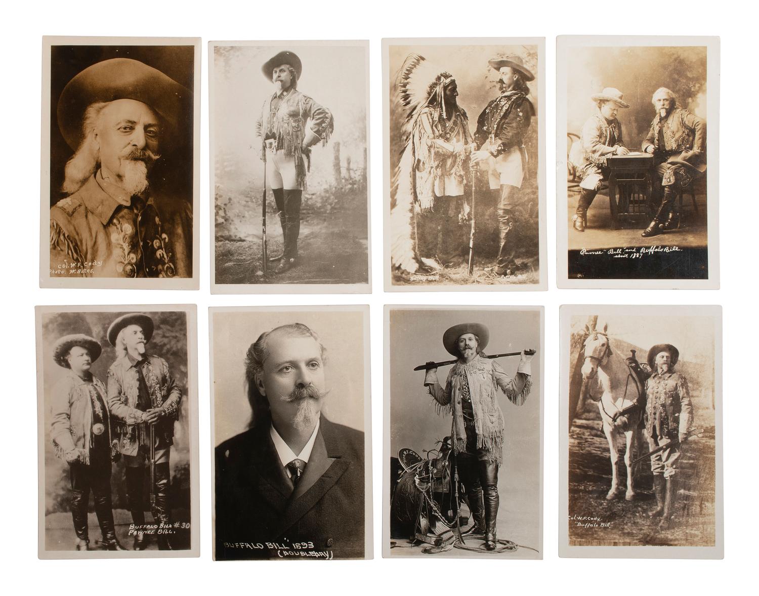 [WILD WEST SHOWS]. A group of 29 RPPCs of Buffalo Bill Cody, Pawnee Bill, and other personalities.