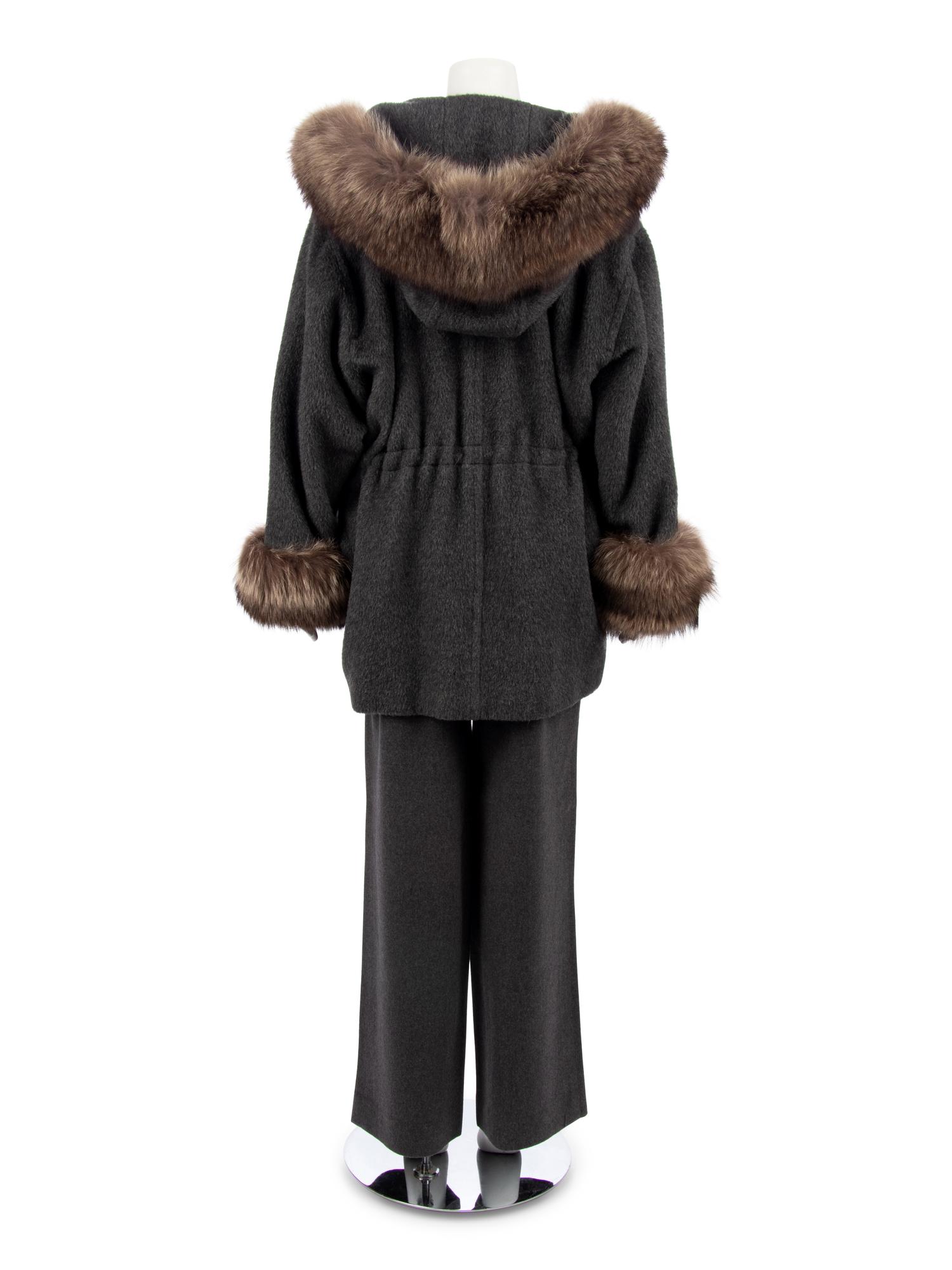 Isaac Mizrahi Fur Trimmed Parka Ensemble, 1990-2000s