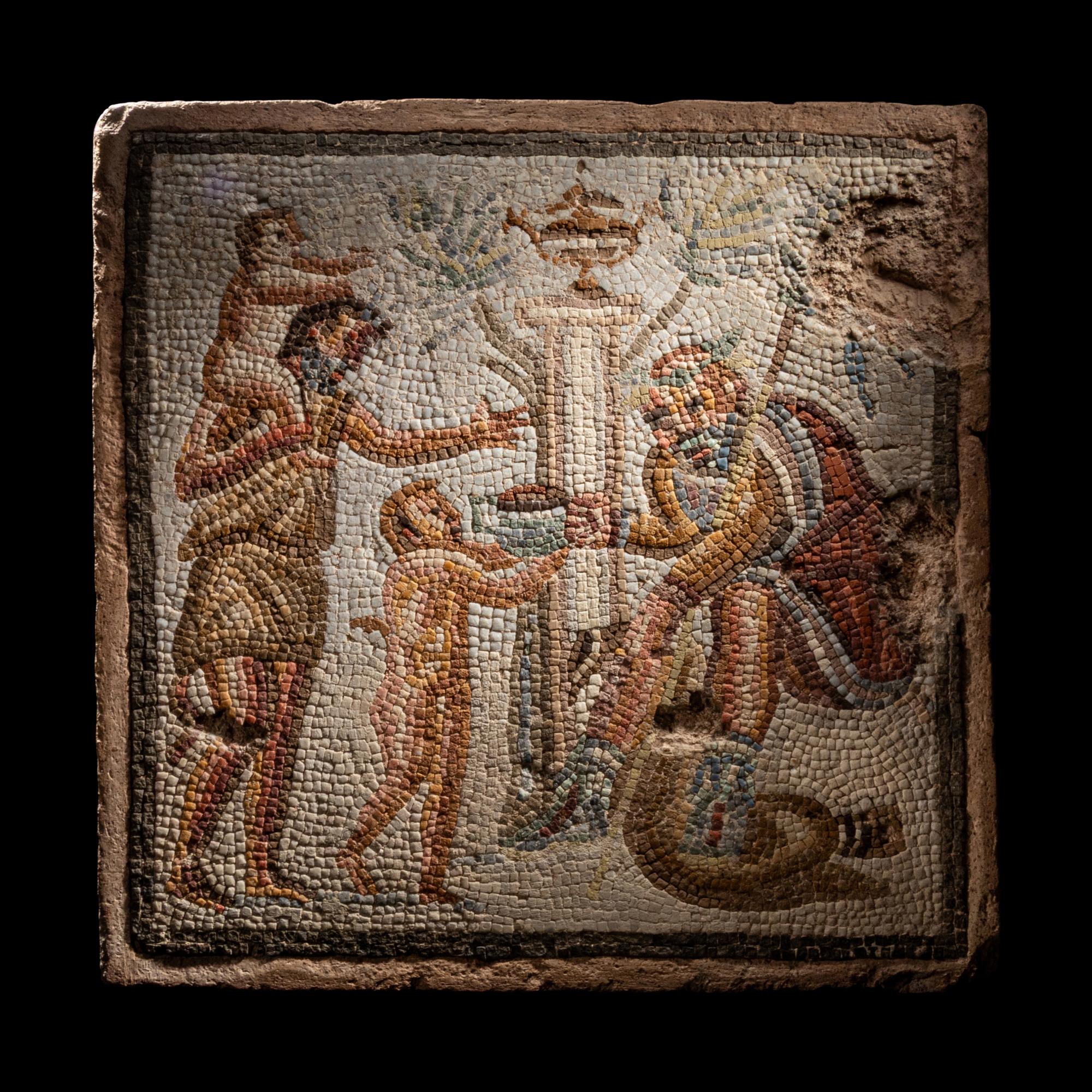 A Roman Mosaic Panel with Dionysus and Satyrs
