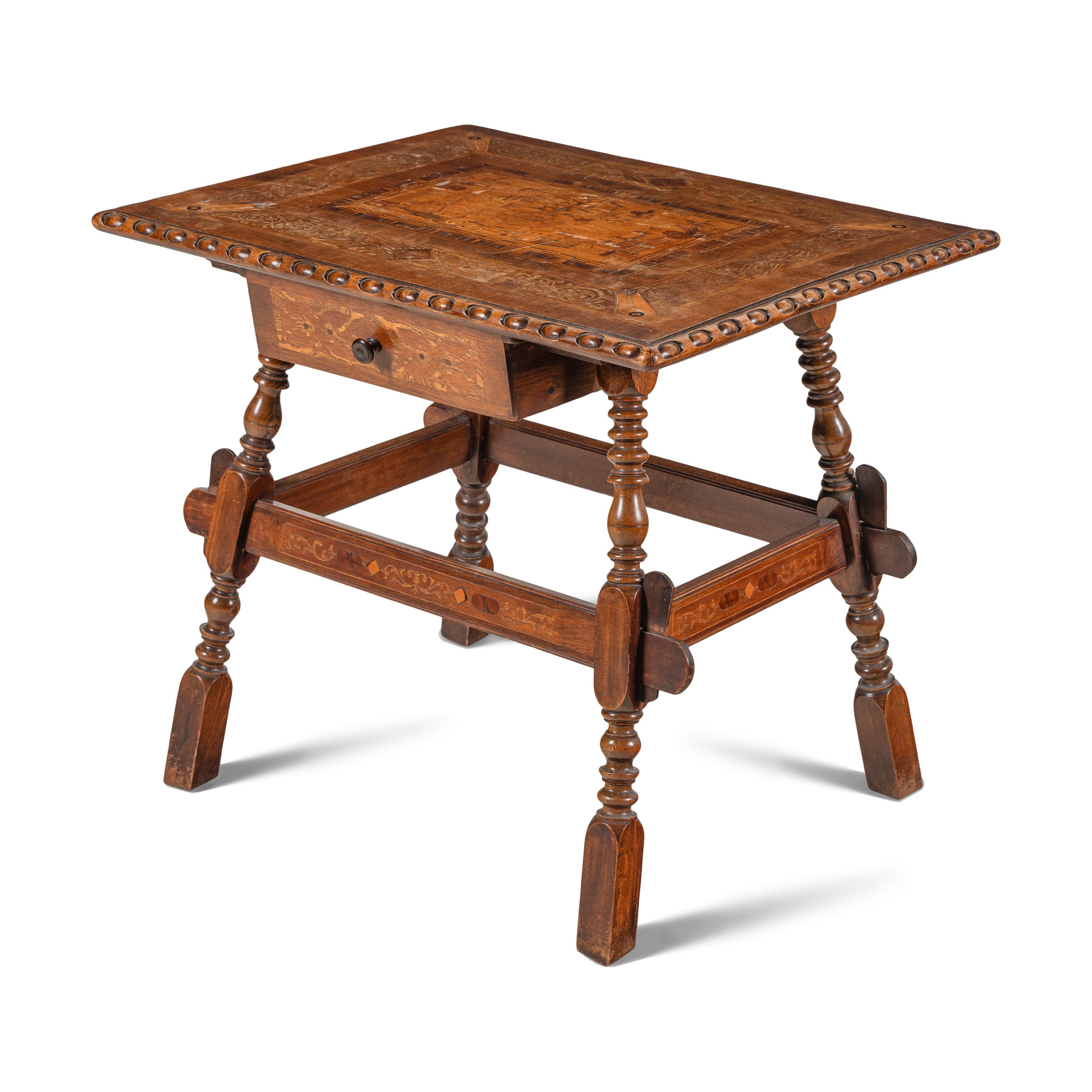 A German Walnut and Marquetry Table