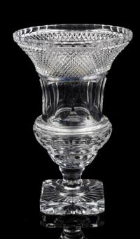 A Cut Glass Vase Height 12 1/2 inches.
