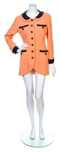 A Chanel Coral Wool Coat, Size 38.